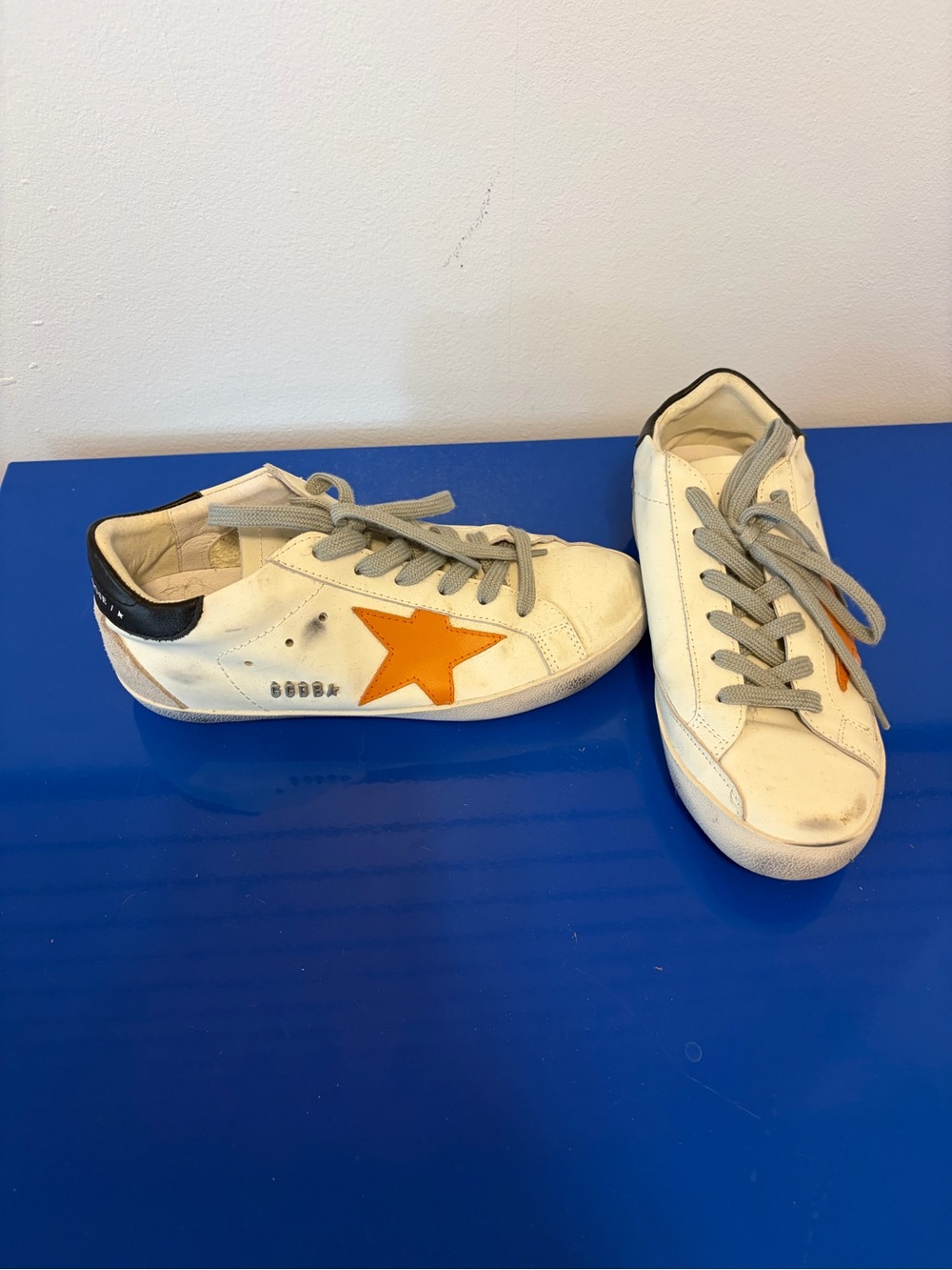 Golden Goose Kids White Sneakers with Orange Star Accent